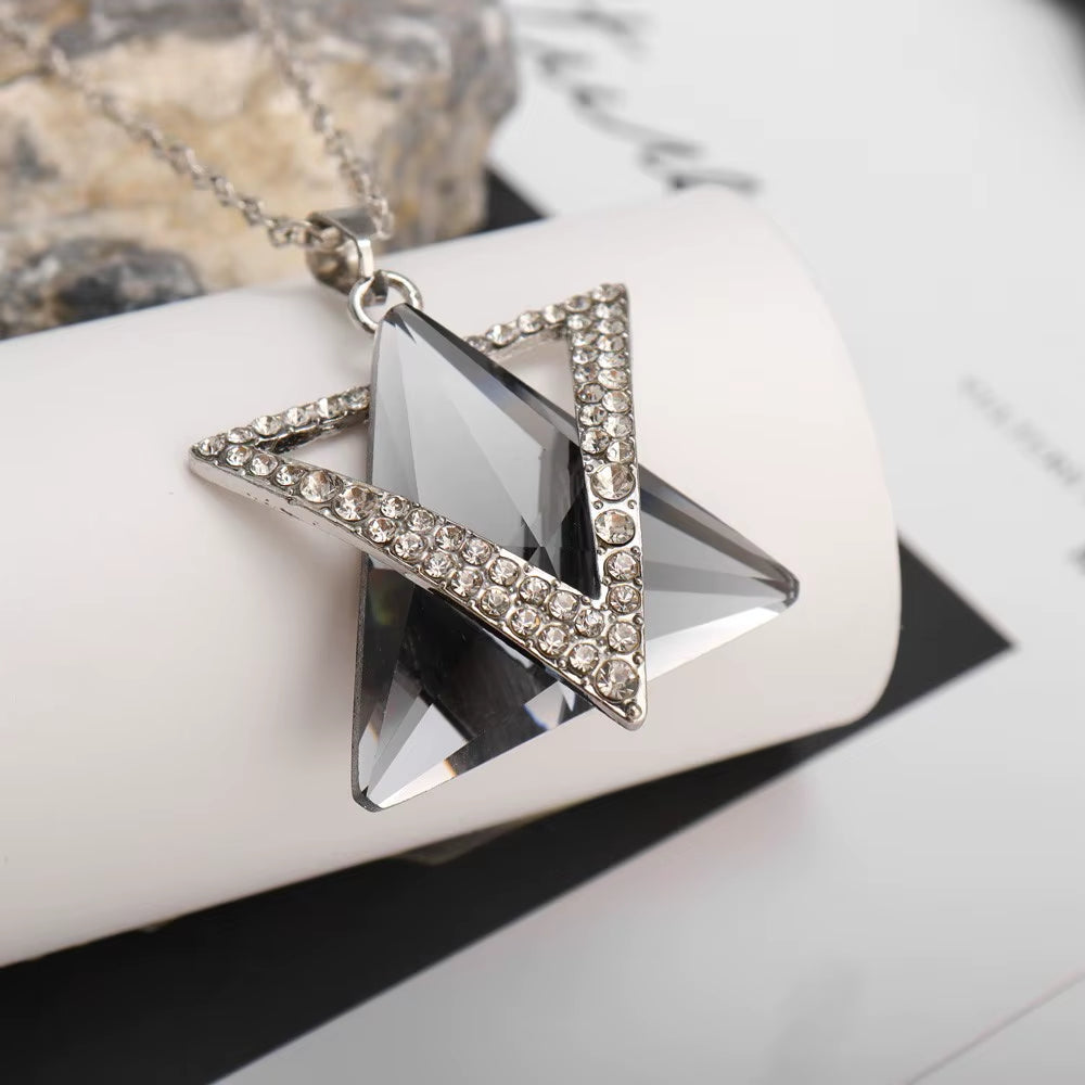 Star of David Inlaid Resin Necklace Pendant for Women Exquisite Fashion Charm Religious Party Jewelry Accessories Necklace