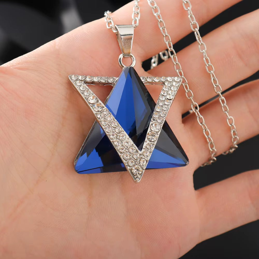 Star of David Inlaid Resin Necklace Pendant for Women Exquisite Fashion Charm Religious Party Jewelry Accessories Necklace