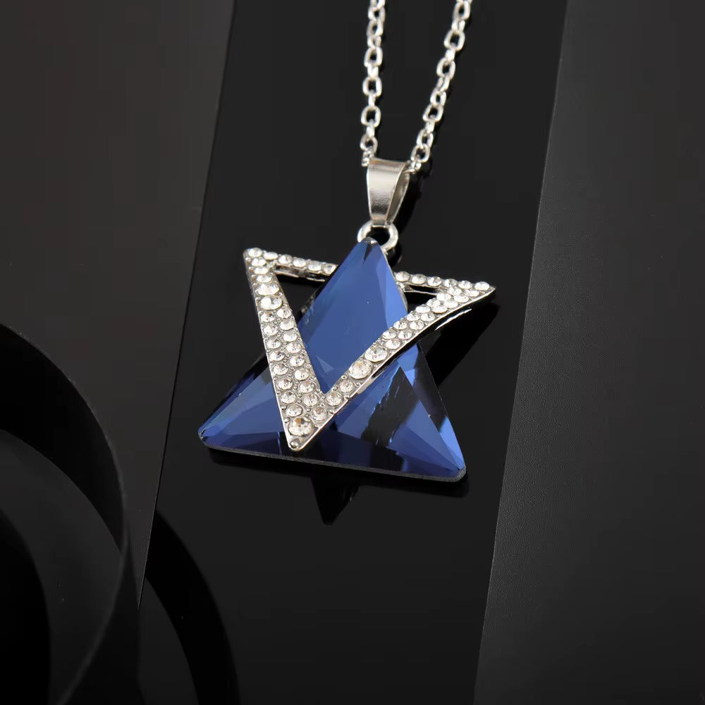 Star of David Inlaid Resin Necklace Pendant for Women Exquisite Fashion Charm Religious Party Jewelry Accessories Necklace