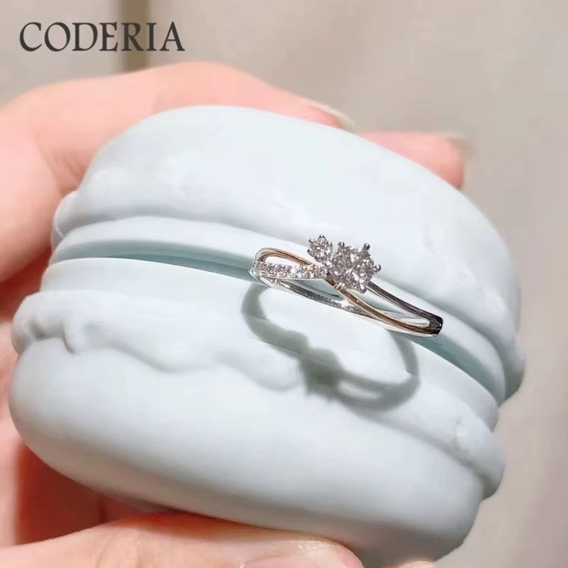 Sterling Silver 0.5 Carat Diamond Moissanite Wedding Rings Women Engagement Jewelry Exquisite Fashion Full Eternity Band Rings